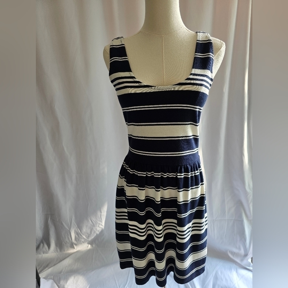 J  Crew NWT Dress Black and White Stripe Sleeveless Button Back Mini XS